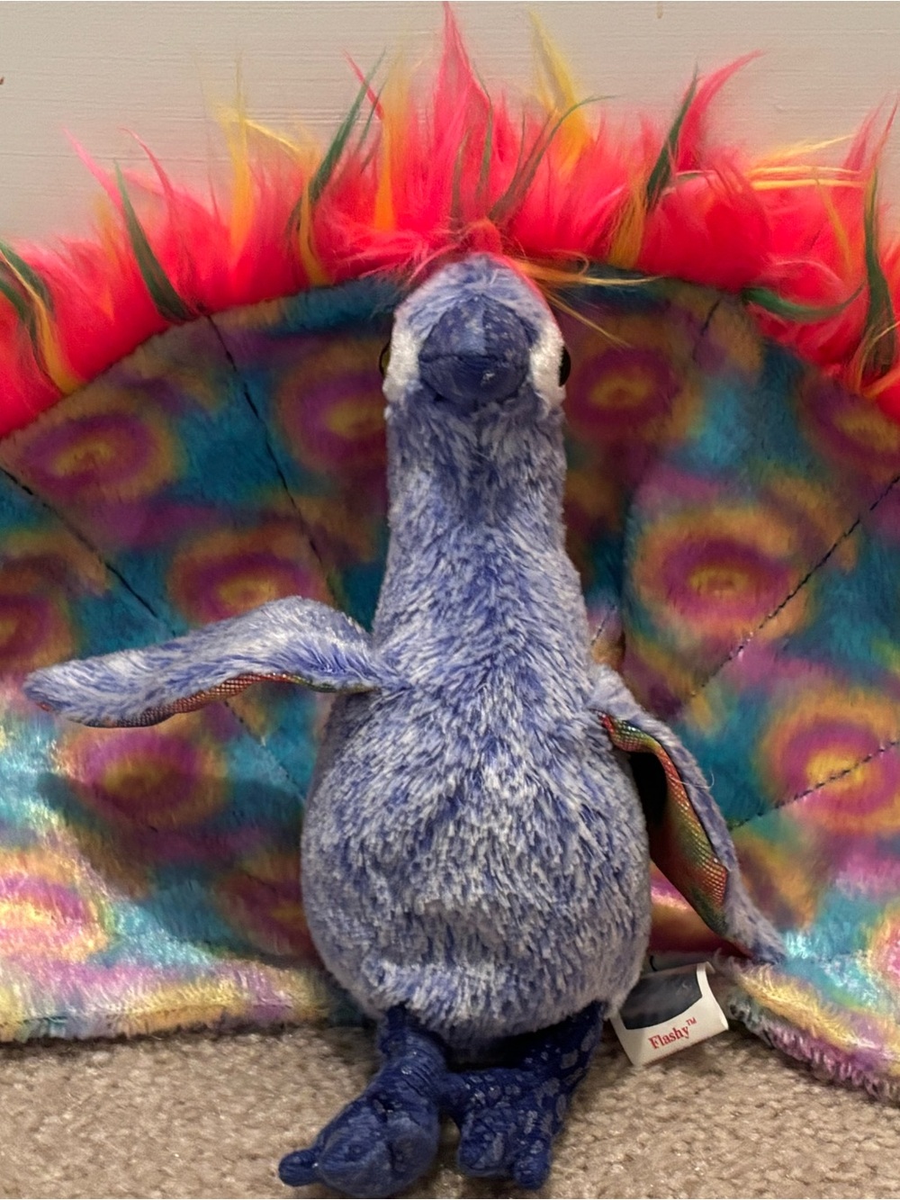 Ty Beanie Baby Peacock Flashy Plush Blue Peacock Toy Rainbow Tail